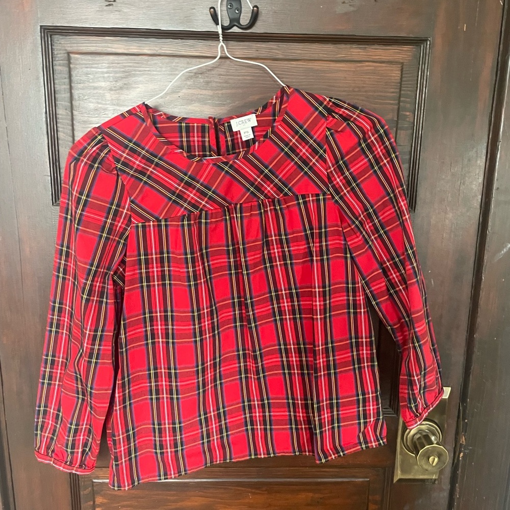 J. Crew Womens Red Tartan Plaid Blouse